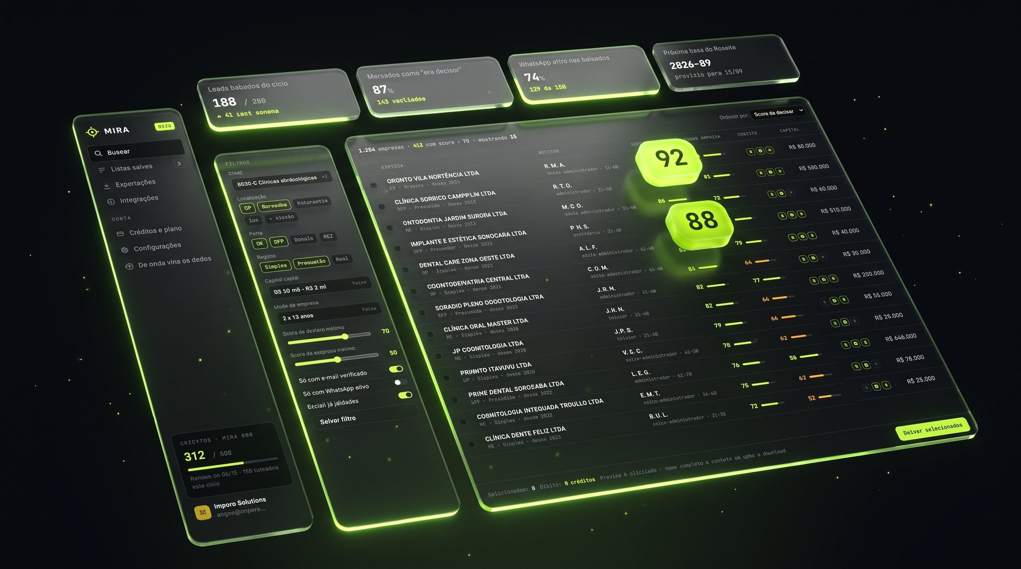 Interface do MIRA em camadas 3D
